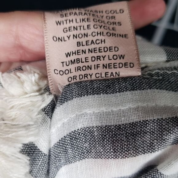 Philosophy Embroidered Striped Fringe Trim Ballon Sleeve Shift Dress Size L - Picture 9 of 9